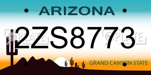 2ZS8773 Arizona License Plate