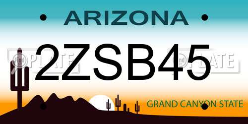 2ZSB45 Arizona License Plate