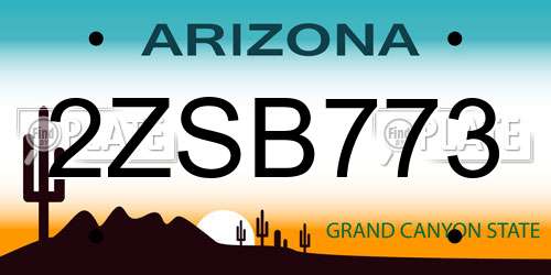 2ZSB773 Arizona License Plate