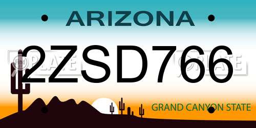 2ZSD766 Arizona License Plate