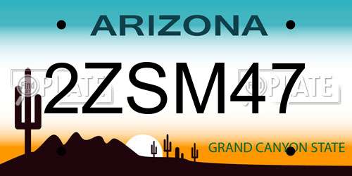 2ZSM47 Arizona License Plate