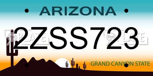 2ZSS723 Arizona License Plate