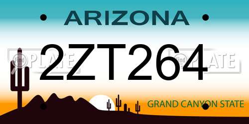 2ZT264 Arizona License Plate