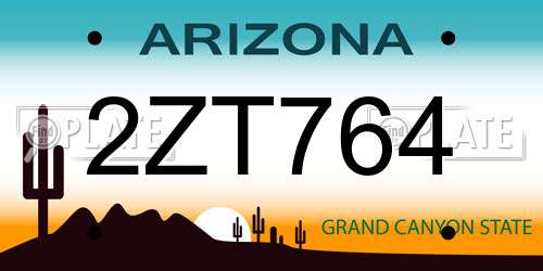 2ZT764 Arizona License Plate