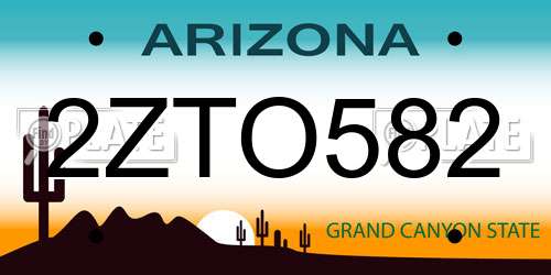 2ZTO582 Arizona License Plate