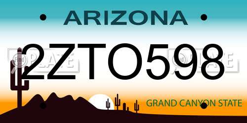 2ZTO598 Arizona License Plate