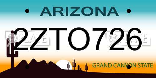 2ZTO726 Arizona License Plate