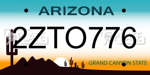 2ZTO776 Arizona License Plate