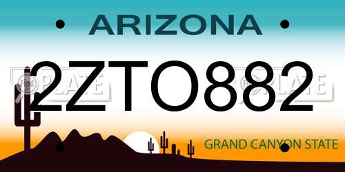 2ZTO882 Arizona License Plate