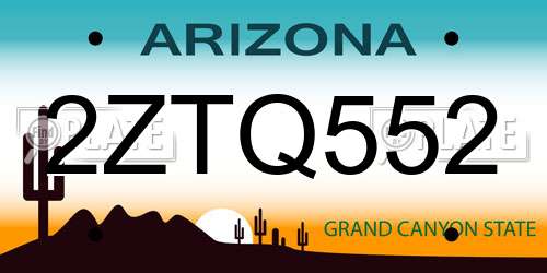 2ZTQ552 Arizona License Plate