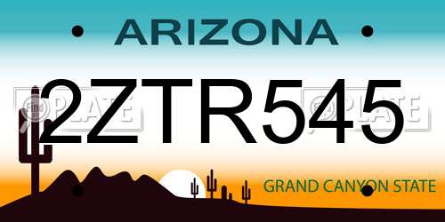2ZTR545 Arizona License Plate