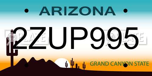 2ZUP995 Arizona License Plate