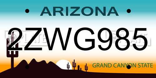 2ZWG985 Arizona License Plate