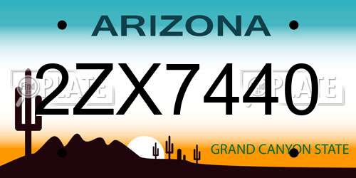 2ZX7440 Arizona License Plate