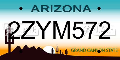 2ZYM572 Arizona License Plate