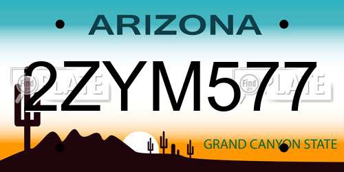 2ZYM577 Arizona License Plate