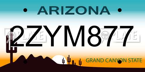 2ZYM877 Arizona License Plate