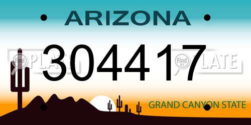 304417 Arizona License Plate