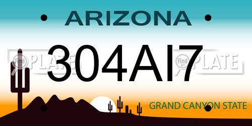 304AI7 Arizona License Plate