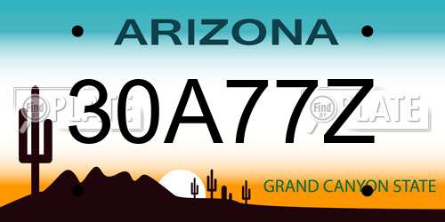 30A77Z Arizona License Plate