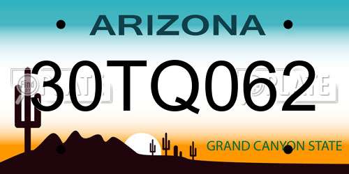 30TQ062 Arizona License Plate