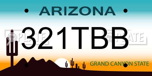 321TBB Arizona License Plate