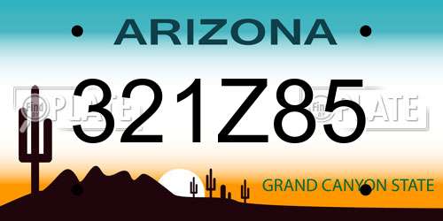 321Z85 Arizona License Plate
