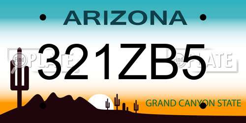 321ZB5 Arizona License Plate