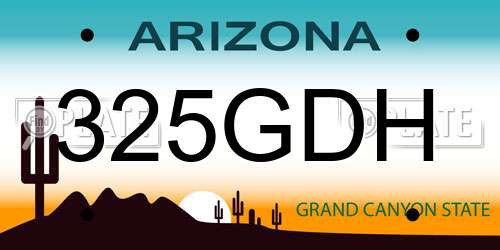 325GDH Arizona License Plate