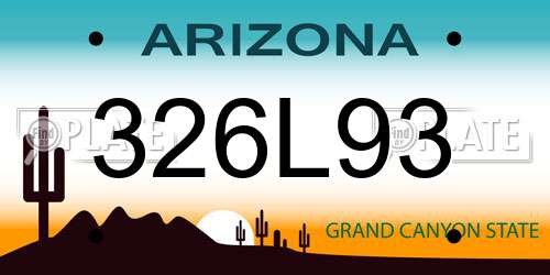 326L93 Arizona License Plate