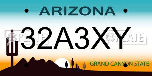 32A3XY Arizona License Plate