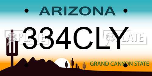 334CLY Arizona License Plate