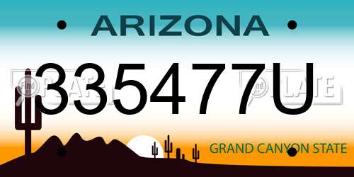 335477U Arizona License Plate