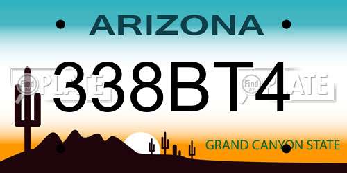 338BT4 Arizona License Plate