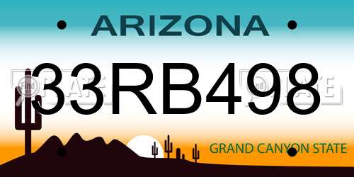 33RB498 Arizona License Plate
