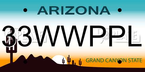 33WWPPL Arizona License Plate