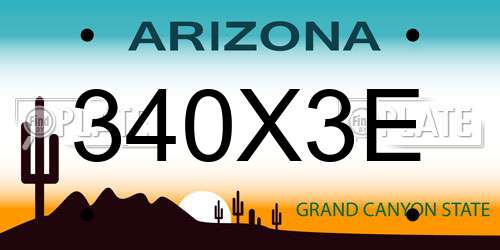 340X3E Arizona License Plate
