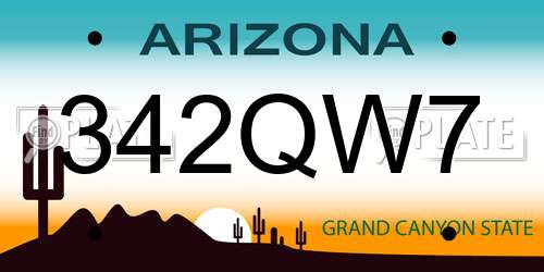 342QW7 Arizona License Plate