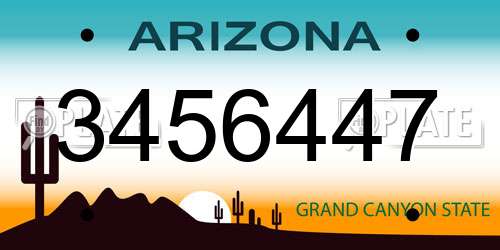3456447 Arizona License Plate