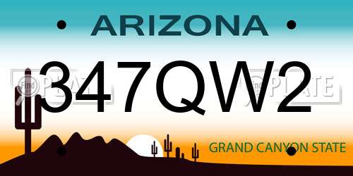 347QW2 Arizona License Plate