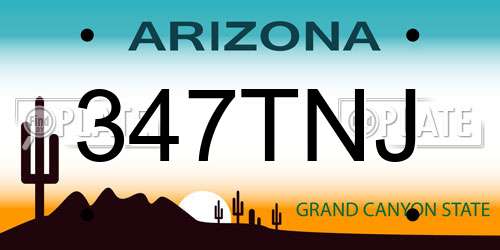 347TNJ Arizona License Plate