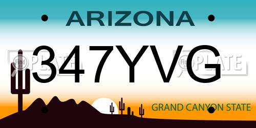 347YVG Arizona License Plate