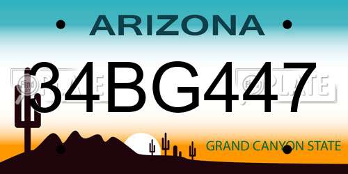 34BG447 Arizona License Plate