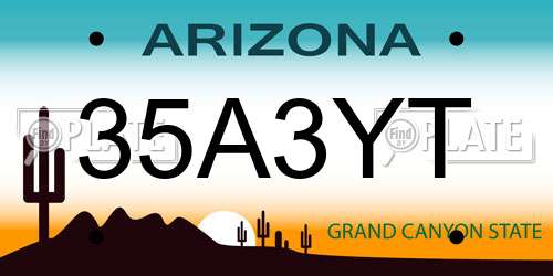 35A3YT Arizona License Plate