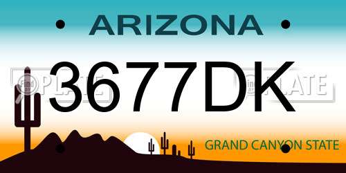 3677DK Arizona License Plate