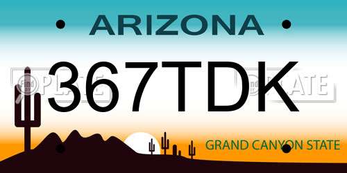 367TDK Arizona License Plate