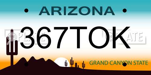 367TOK Arizona License Plate