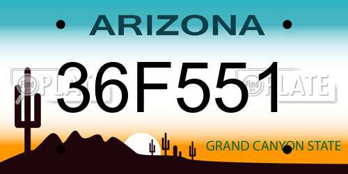 36F551 Arizona License Plate