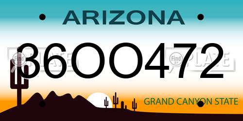 36OO472 Arizona License Plate