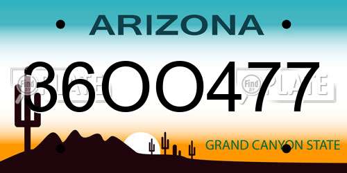 36OO477 Arizona License Plate